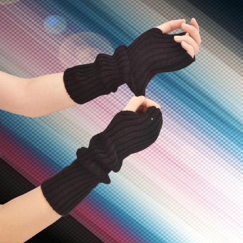 VTTDB Arm covers cute women kawaii japanese harajuku Y2k Arm Warmer for Girls Goth Gloves Fingerless Knitted Arm Sleeve - Image 5